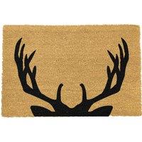 Artsy Mats Stag Antlers Doormat - Regular 60x40cm in Black | Size: 40 cm x 60 cm