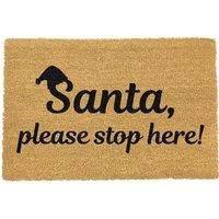 Artsy Mats Santa Please Stop Here Doormat in Black | Size: 40 cm x 60 cm