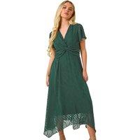Roman Women's Petite Front Twist Jacquard Dress in Green | Size: 8