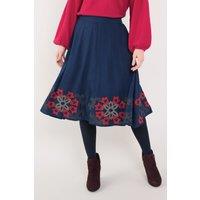 Nomads Clothing Women's Embroidered Viscose Skirt in Blue | Size: 18