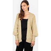 Sarta Women's Everly Open Front Sparkly Tinsel Cardigan in Gold