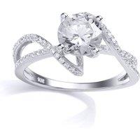 Jewelco London Women's Silver CZ Solitaire Engagement Ring - GVR685 in White | Size: P