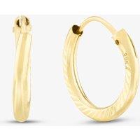 T.H.Baker Women's 9ct Yellow Gold 11mm Diamond-Cut Hoop Earrings 1.51.2289