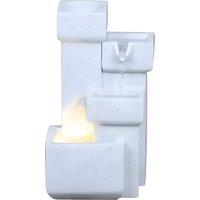 Primrose Modern Cascading Tabletop Water Feature With LED Lights in White