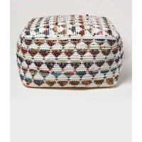 Homescapes Chindi Design Bean Filled Pouffe Large in Cream