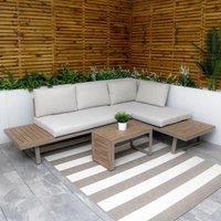 Modish Furnishing Beige Aluminium 4 Seater Modular Corner Sofa Chaise Garden Set