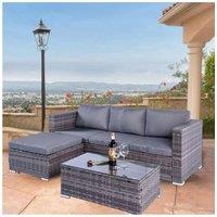 Outdoor Living Dunham Grey 4 Seat Rattan Sofa Set with Coffee Table