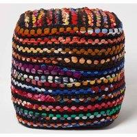 Homescapes Folk Woven Bean Filled Pouffe Square