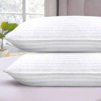 Early's of Witney 'Sateen Stripe' Twin Pack Pillows in White
