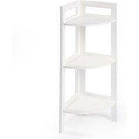 OHS 3 Tier Wood Corner Shelving Unit Storage Home Organiser Display in White