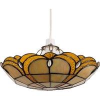 ValueLights Tiffany Amber Gold Stained Glass Ceiling Pendant Lamp Shade & Bulb