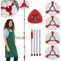 VOGREX Spin Mop Head Replacement, Base, Handle for Vileda Turbo Microfibre Mop Refills in Red