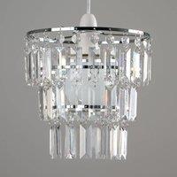 ValueLights Kelsks Pair Chandelier Droplet Easy Fit Ceiling Lamp Shades & Bulbs in Silver