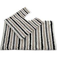 Allure Bath Fashions Chunky Bobble Striped Two Piece Bath Mat Set in Grey