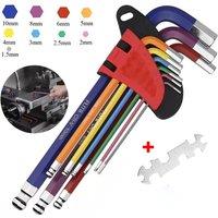 VOGREX Allen Key Set Metric Ball Star End Hex Long Folding Wrench in Blue