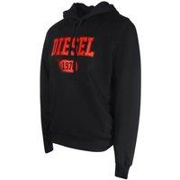 Diesel Men's Red 1978 Logo Black Hoodie | Size: Medium