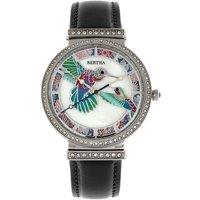 Bertha Women's Emily Mother-Of-Pearl Leather-Band Watch in Silver