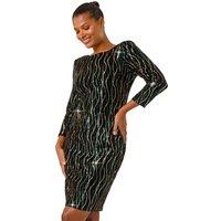 Sequin Embellished Velvet Bodycon Dress