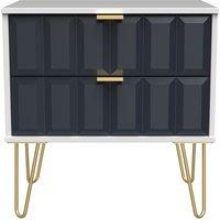 Ready Assembled 2 U Metro 2 Drawer Side Table (Ready Assembled) in Dark Blue