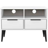 Ready Assembled 2 U Fuji Small Media Unit with Legs (Ready Assembled) in White