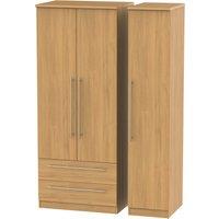 Ready Assembled 2 U Carlton Triple 2 Drawer Wardrobe (Ready Assembled) in Natural