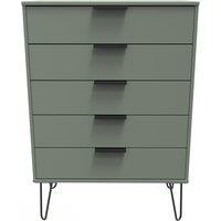 Ready Assembled 2 U Fuji 5 Drawer Chest (Ready Assembled) in Pale Green