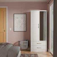 Ready Assembled 2 U Oxford 2 Door 2 Drawer Mirrored Wardrobe (Ready Assembled) in White
