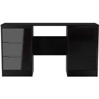 Ready Assembled 2 U Bristol 6 Drawer Kneehole Desk (Ready Assembled) in True Black