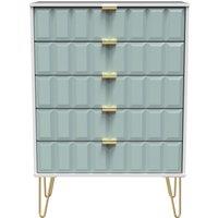 Ready Assembled 2 U Metro 5 Drawer Chest (Ready Assembled) in Duck Egg Blue