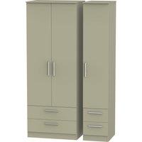 Ready Assembled 2 U Trent Tall Triple 2 Drawer + Drawer Wardrobe (Ready Assembled) in Light Brown