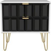 Ready Assembled 2 U Metro 2 Drawer Side Table (Ready Assembled) in True Black