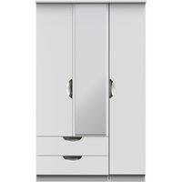 Ready Assembled 2 U Holborn Triple 2 Drawer Mirrored Wardrobe (Ready Assembled) in White