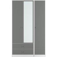 Ready Assembled 2 U Stowe Triple Mirror Wardrobe with 2 Drawers (Ready Assembled) in Mid Grey