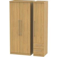 Ready Assembled 2 U Carlton Triple Plain + Drawer Wardrobe (Ready Assembled) in Natural