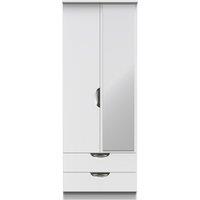 Ready Assembled 2 U Holborn Tall 2 Door 2drw Mirrored Wardrobe (Ready Assembled) in White
