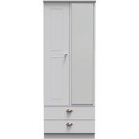 Ready Assembled 2 U Albert Tall 2 Door 2drw Mirrored Wardrobe (Ready Assembled) in Grey