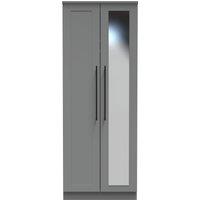 Ready Assembled 2 U Howard Tall 2 Door Mirrored Wardrobe (Ready Assembled) in Dark Grey