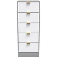 Ready Assembled 2 U Denver 5 Drawer Tall Bedside (Ready Assembled) in Mid Grey