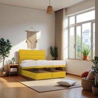 Knight Sleep York End Opening Ottoman & Orthopaedic Mattress + 24 Headboard in Mustard | Size: Small Double