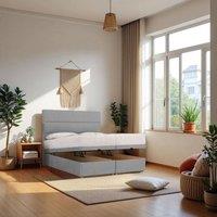 Knight Sleep York End Opening Ottoman & Orthopaedic Mattress + 24 Headboard in Silver | Size: Small Double