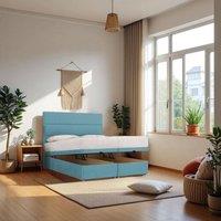Knight Sleep York End Opening Ottoman & Orthopaedic Mattress + 24 Headboard in Light Blue | Size: Small Double