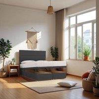 Knight Sleep York End Opening Ottoman & Orthopaedic Mattress + 24 Headboard in Charcoal | Size: Small Double