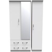Ready Assembled 2 U Hampshire Triple 2 Drawer Mirrored Wardrobe (Ready Assembled) in White