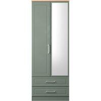 Ready Assembled 2 U Norfolk 2 Door 2 Drawer Mirrored Wardrobe (Ready Assembled) in Pale Green