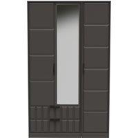 Ready Assembled 2 U Seattle Triple Mirror Wardrobe with 2 Drawers (Ready Assembled) in Dark Grey