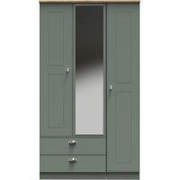 Ready Assembled 2 U Albert Triple Mirror Wardrobe with 2 Drawers (Ready Assembled) in Pale Green