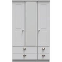 Ready Assembled 2 U Albert Tall Triple 2 Drawer Mirror + Drawer Wardrobe (Ready Assembled) in Grey