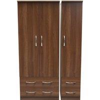 Ready Assembled 2 U Hampshire Triple 2 Drawer + Drawer Wardrobe (Ready Assembled) in Walnut