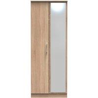 Ready Assembled 2 U Cornwall Tall 2 Door Mirrored Wardrobe (Ready Assembled) in Light Oak