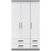 Ready Assembled 2 U Windsor Tall Triple 2 Drawer + Drawer Wardrobe (Ready Assembled) in White